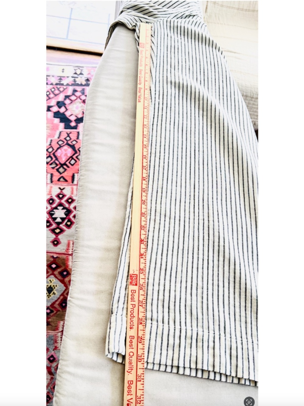 MARINE LAYER Pacifica Stretch Cotton Blend Wide Leg Pants - Charcoal Stripe - M - Picture 9 of 9
